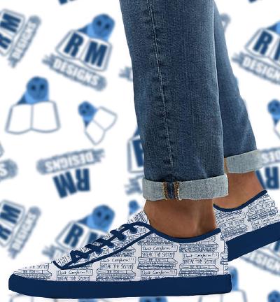Mockup design of RMDesigns Official Trainers, created in Adobe Photoshop