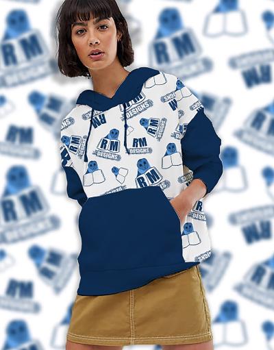 Mockup design of RMDesigns Official Hoodie, created in Adobe Photoshop