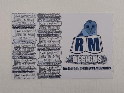 Back of RMDesigns Business Card, design made in Adobe Photoshop