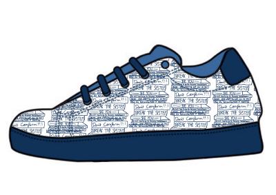 Fashion flat of design for RMDesigns Official Trainers, created in Adobe Photoshop