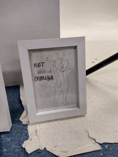 5x7 inch Not Subdued Enough Monoprint - £10 framed, £7.50 unframed
